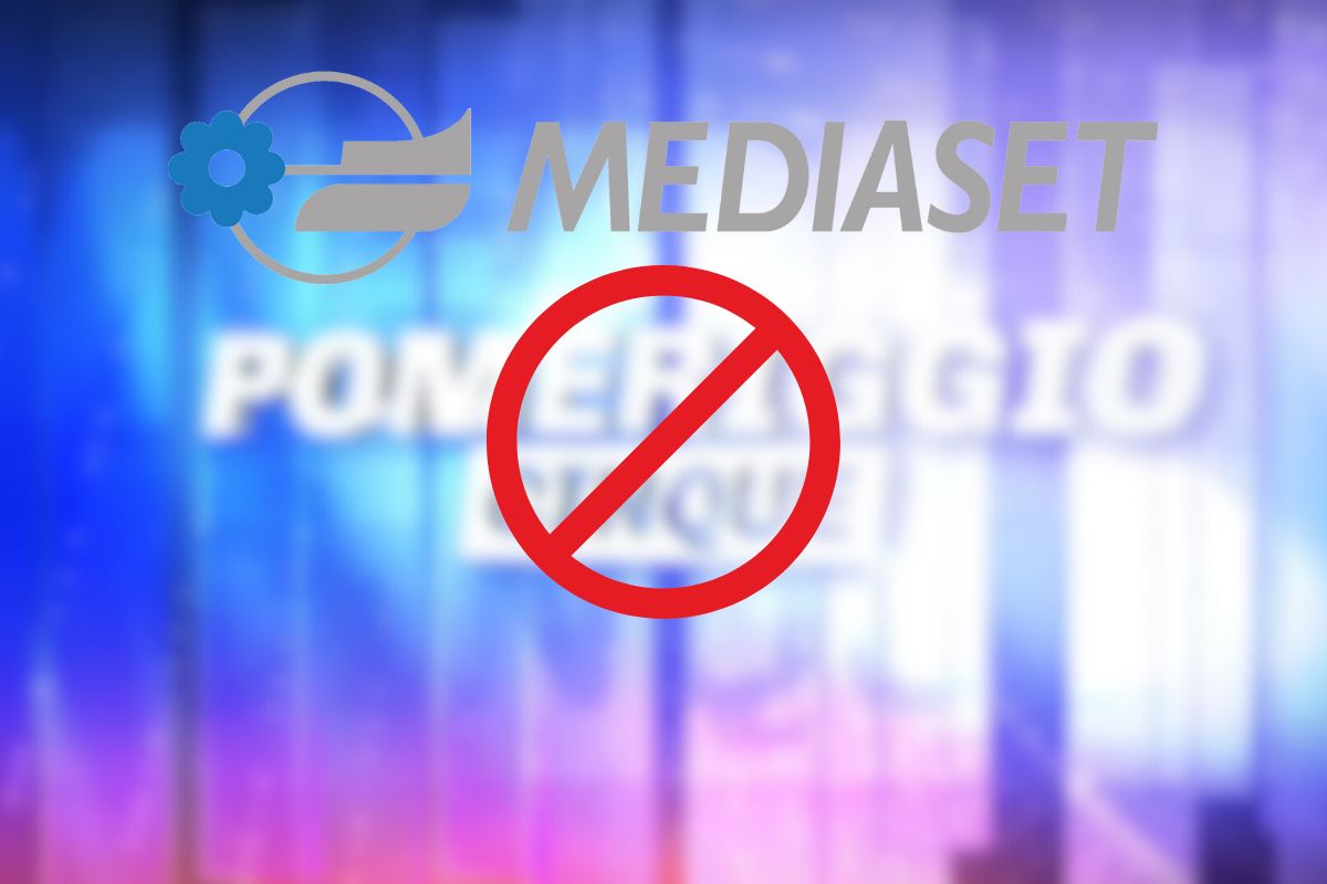 Logo Pomeriggio 5, Mediaset con segno stop